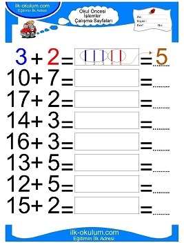 Çocuklar İçin toplam işlemi yaprak testleri 